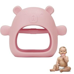 Elbebe Bear Mitten Baby Teether Camel Tan Brown Silicone